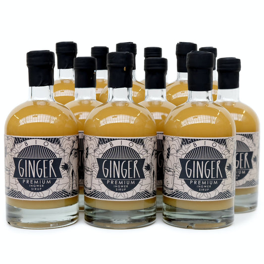 GINGER Premium Bio-IngwerSirup (( NEUE PRODUKTGRÖẞE )) MENGENRABATT: GINGER für das Büro, die Bar oder die ganze Nachbarschaft bestellen: 12 Flaschen zum Preis von 10!